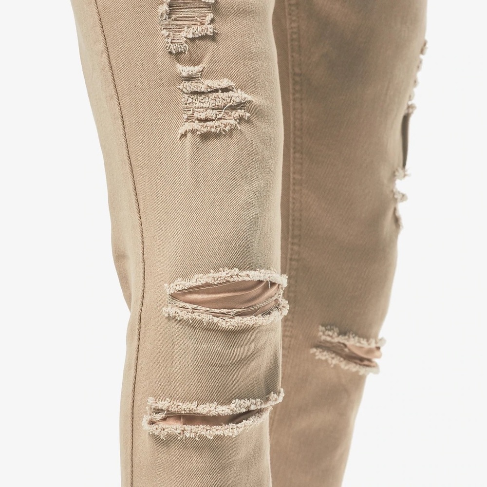 Copper Rivet Khaki Pants with Rips - Picture 5 of 9